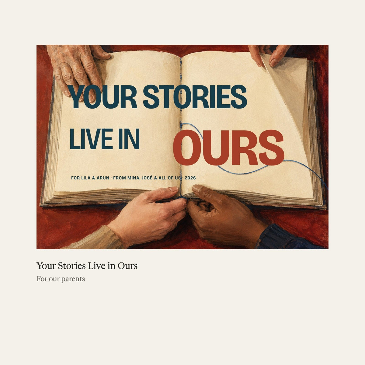 Your Stories Live in Ours, an inside page (sample)