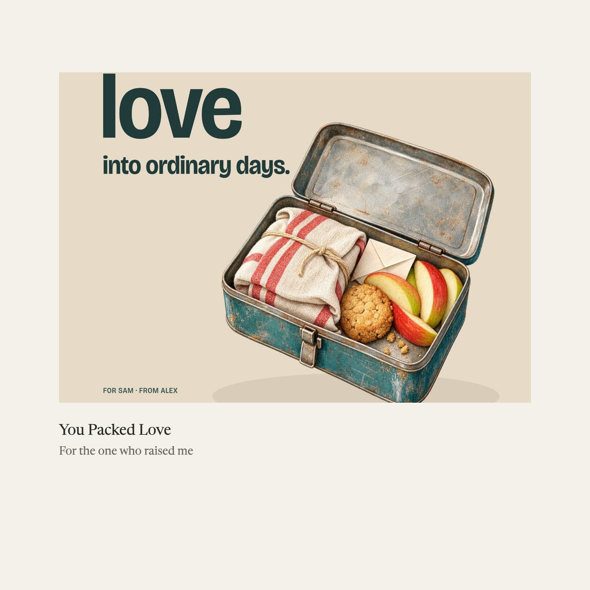 You Packed Love, an inside page (sample)